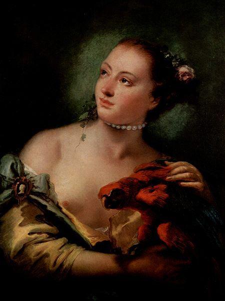 Giovanni Battista Tiepolo Junge Frau mit Papagei Sweden oil painting art